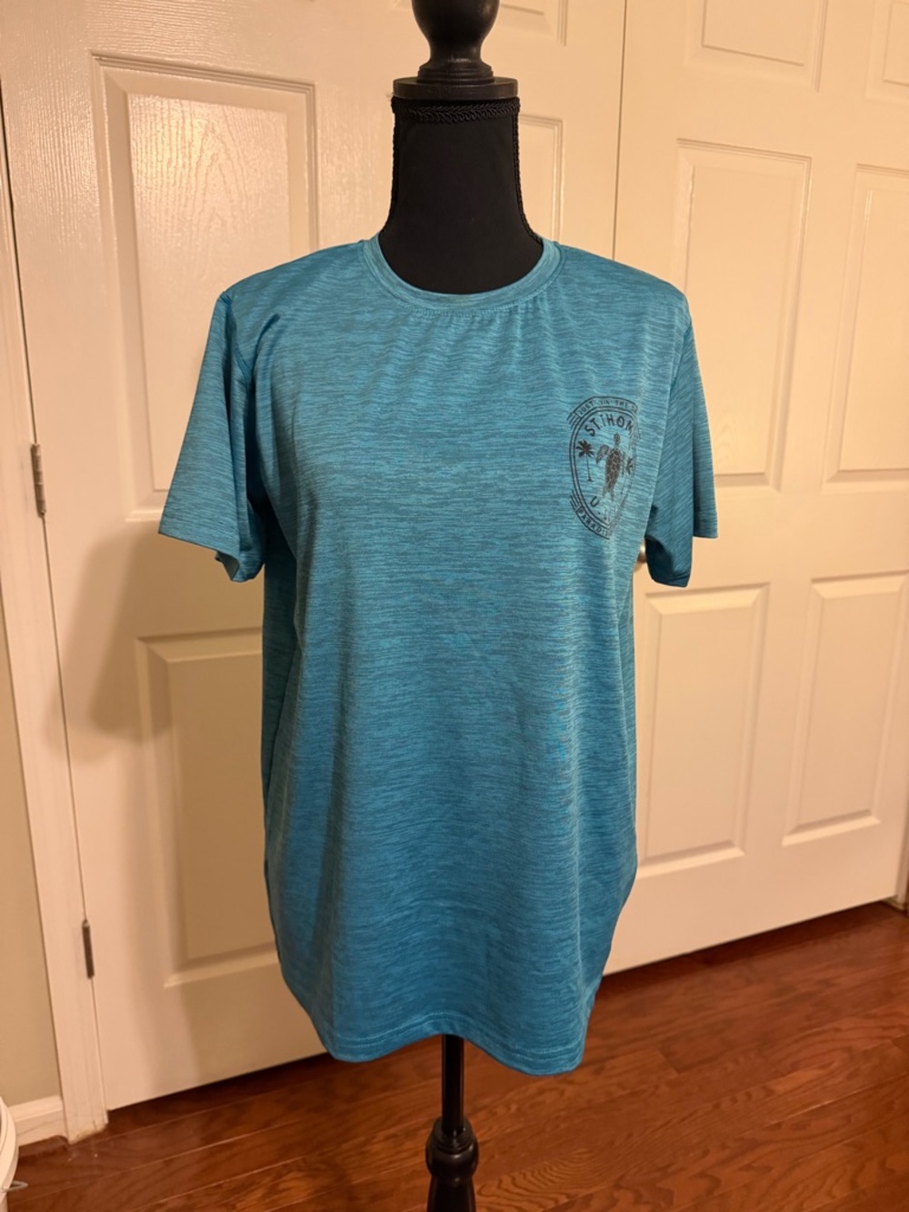 Men's Teal Short-Sleeve Crewneck T-Shirt with Left-Chest Graphic